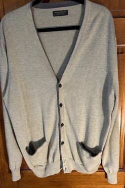 John Bartlett Consensus Gray Cardigan Sweater Mens Sz L Grandpa core Soft Button